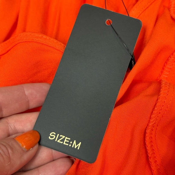 Shinestar Orange Babydoll Mini Dress M NWT Open Back Long Sleeve Boho Fall Style - Picture 8 of 11